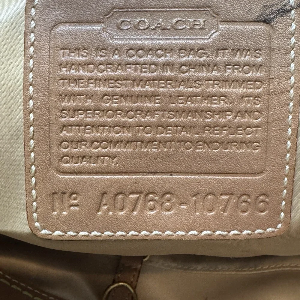 Coach Ergo Signature Tote Hobo Bag 10766 Brown Tan Canvas Signature Brass Y2K